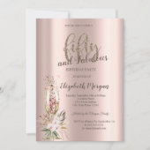 Champagne Glazen Bloemen Roos Goud 50ste Kaart (Voorkant)