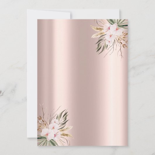 Champagne Glazen Bloemen Roos Goud 50ste Kaart (Achterkant)