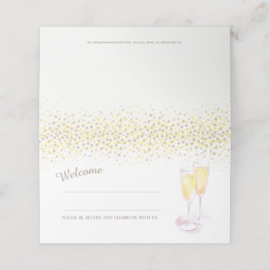 Champagne glazen bruiloft gast plaats kaarten plaatskaartje (Buitenkant ongevouwen)