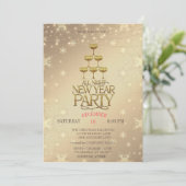 Champagne Glazen Gouden Kerstmis Kaart (Staand voorkant)