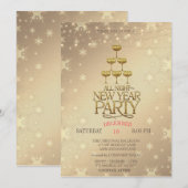 Champagne Glazen Gouden Kerstmis Kaart (Voorkant / Achterkant)