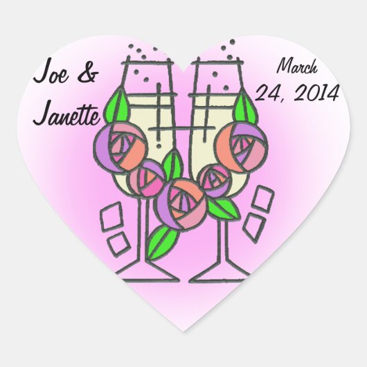 CHAMPAGNE GLAZEN HART STICKER (Voorkant)