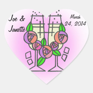 CHAMPAGNE GLAZEN HART STICKER
