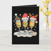 Champagne Glazen Kerstman Rendier Kerstmis Kaart (Gele Bloem)