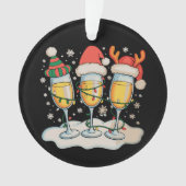 Champagne Glazen Kerstman Rendier Kerstmis Ornament (voorkant)