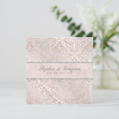 Champagne Glimmer Damask Bruiloftsuitnodiging Kaart (Staand voorkant)