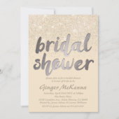Champagne Glitter Bridal Shower Invitations Kaart (Voorkant)