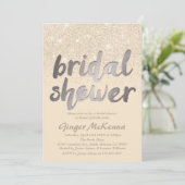 Champagne Glitter Bridal Shower Invitations Kaart (Staand voorkant)