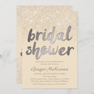 Champagne Glitter Bridal Shower Invitations Kaart