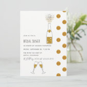 Champagne glitter bubles Bridal Shower Uitnodiging (Staand voorkant)