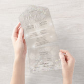 Champagne Glitter Confetti Elegant Wedding All In One Uitnodiging (Afscheurbaar)