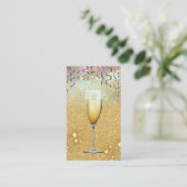 Champagne / Glitter Confetti / Gold Sparkle Visitekaartje (Staand voorkant)