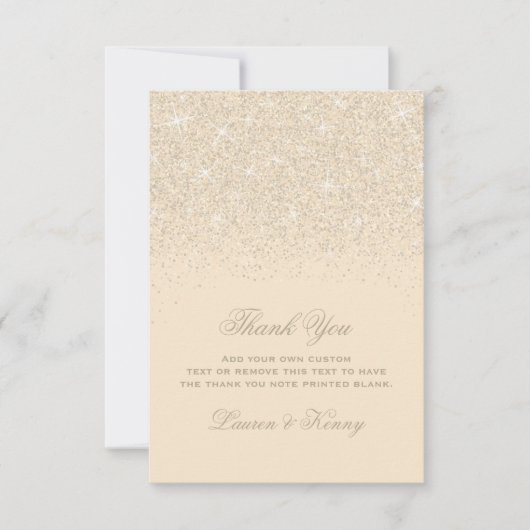 Champagne Glitter Dank u wel kaarten (Voorkant)