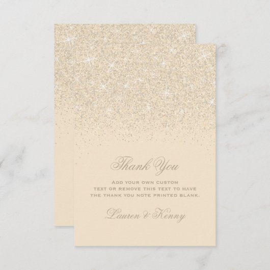 Champagne Glitter Dank u wel kaarten (Voorkant / Achterkant)