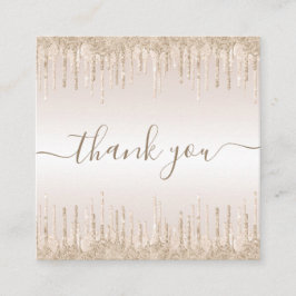 Champagne Glitter Drift Elegant Dank je wel Cream Vierkante Visitekaartje