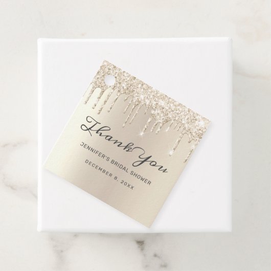 Champagne Glitter Drift Vrijgezellenfeest Hartelij Bedankjes Labels (In situ)