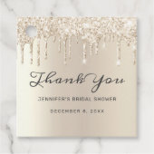 Champagne Glitter Drift Vrijgezellenfeest Hartelij Bedankjes Labels (Voorkant)