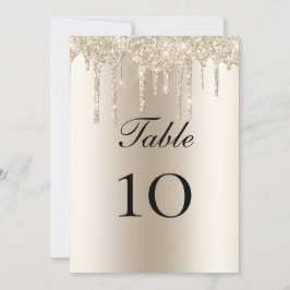 Champagne Glitter Drift Wedding Table Flat Card