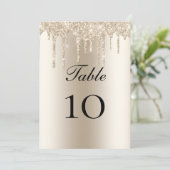 Champagne Glitter Drift Wedding Table Flat Card (Staand voorkant)