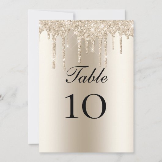 Champagne Glitter Drift Wedding Table Flat Card (Achterkant)