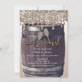 Champagne Glitter Drip Barrel Verloving Brunch Kaart (Voorkant)