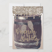 Champagne Glitter Drip Barrel Verloving Brunch Kaart (Achterkant)