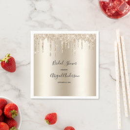Champagne Glitter Drip Bruidsdouche Glam Trendy Servet