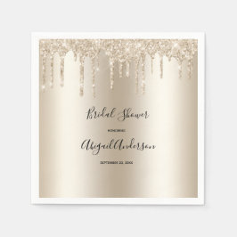 Champagne Glitter Drip Bruidsdouche Glam Trendy Servet