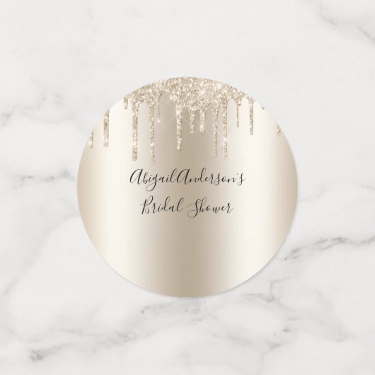 Champagne Glitter Drip Bruiloftsfeest Glam Trendy  Confetti (Kleine voorkant)