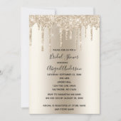 Champagne Glitter Drip Bruiloftsfeest Glam Trendyl Kaart (Voorkant)