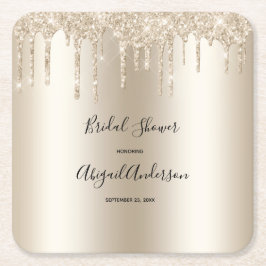 Champagne Glitter Drip Bruiloftsfeest Glam Trendyl Kartonnen Onderzetters