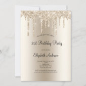 Champagne Glitter Drip Glam 21e Verjaardag Kaart (Voorkant)