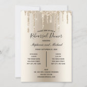 Champagne Glitter Drip Oefen diner uitnodiging (Voorkant)
