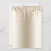 Champagne Glitter Drip Oefen diner uitnodiging (Achterkant)