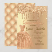 Champagne Glitter Drip Quinceanera Verjaardag Kaart (Voorkant / Achterkant)