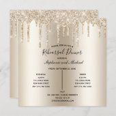 Champagne Glitter Drip Rehearsal Dinner Invitation Kaart (Voorkant / Achterkant)