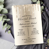 Champagne Glitter Drip Rehearsal Dinner Invitation Kaart