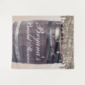 Champagne Glitter Drip Rustic Glam Bruidsdouche Wandkleed (Voorkant (horizontaal))