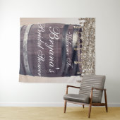 Champagne Glitter Drip Rustic Glam Bruidsdouche Wandkleed (In Situ (horizontaal))