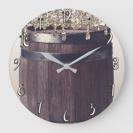 Champagne Glitter Drip Rustic Glam Farmhouse Grote Klok (Voorkant)