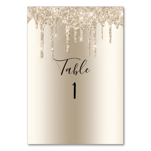 Champagne Glitter Drip Trendy Elegant Wedding Kaart (Achterkant)