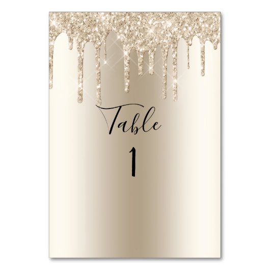 Champagne Glitter Drip Trendy Elegant Wedding Kaart (Voorkant)