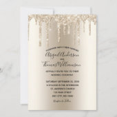 Champagne Glitter Drip Trendy Elegant Wedding Kaart (Voorkant)