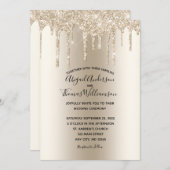 Champagne Glitter Drip Trendy Elegant Wedding Kaart (Voorkant / Achterkant)