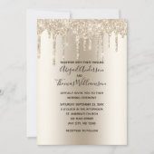 Champagne Glitter Drip Trendy Elegant Wedding Kaart (Voorkant)