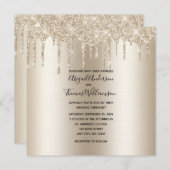 Champagne Glitter Drip Trendy Elegante Trouw  Kaart (Voorkant / Achterkant)