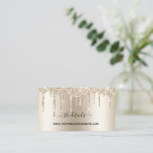 Champagne Glitter Drip Trendy Glam Wedding Informatiekaartje (Staand voorkant)