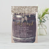 Champagne Glitter Drip Vat Bruiloftsborrel Kaart (Staand voorkant)