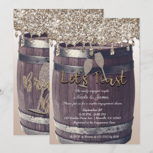 Champagne Glitter Drip Vat Bruiloftsborrel Kaart