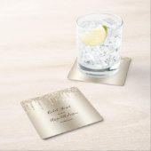 Champagne Glitter Drip Vrijgezellenfeest Glam Tren Kartonnen Onderzetters (Insitu)